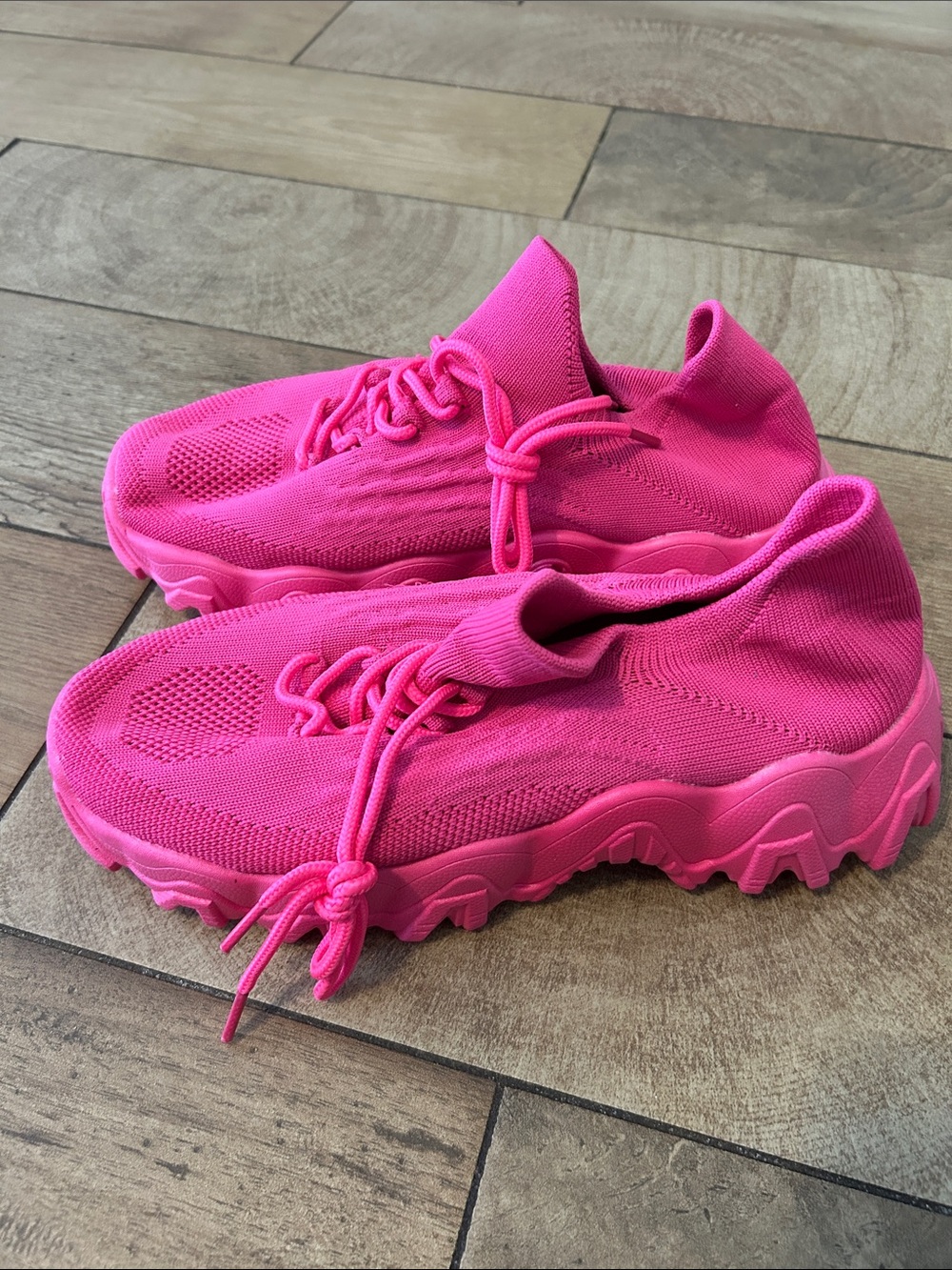 Women’s Hot Pink Knit Slip-On Athletic Sneakers